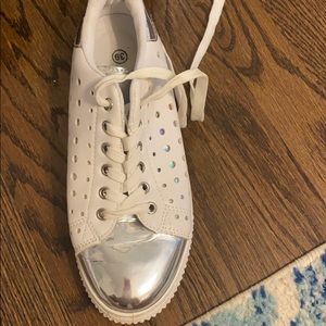 White and silver shoes